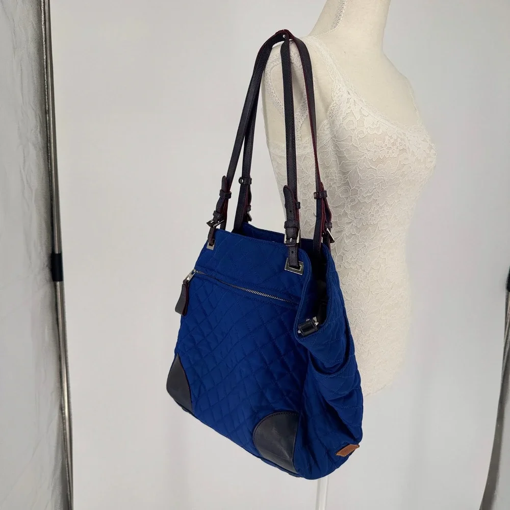 MZ Wallace‎ Tote Bag Womens Blue Quilted Nylon Large Shoulder Travel Satchel Bag